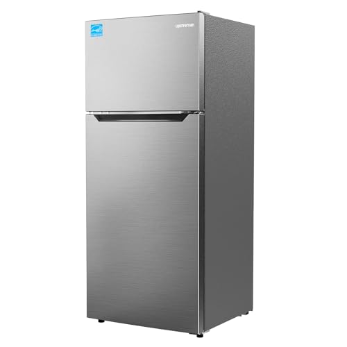 Upstreman 14.6 Cu.Ft. Refrigerator with Top Freezer, 2 Door Fridge with Ice Cube Tray, Stainless Steel, Electronic Thermostat, ENERGY STAR, Low Noise, Frost Free Fridge Freezer for Apartment-BD146