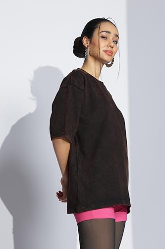 Image of DUIT Women's Let's Make Lots of Money Oversized Cotton Blend T-Shirt Black Color