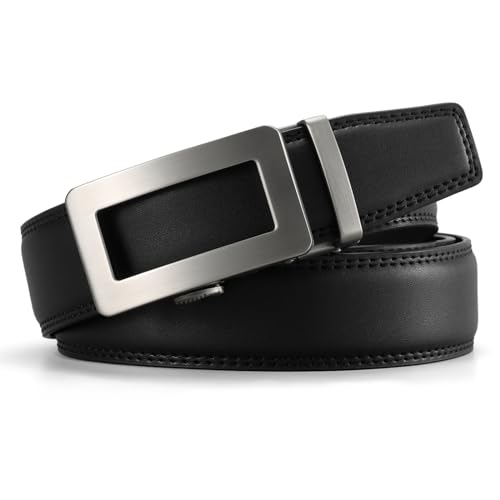 GOIACII Men's Leather Belt Ratchet Slide Buckle Customizable Fit Waistline with Gift Box2