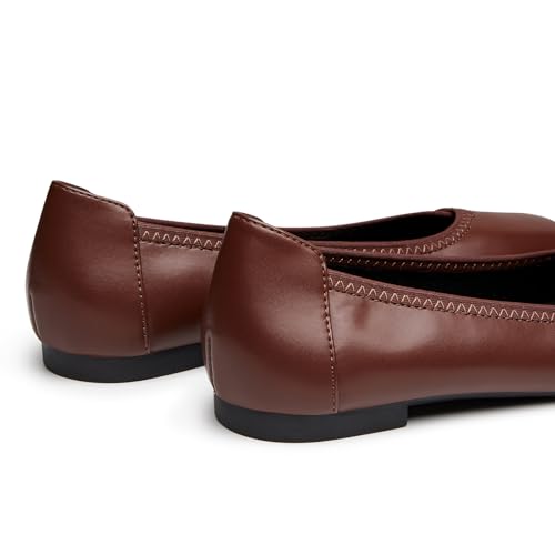 Image of Trary Slingback Flats for Women, Black Dressy Comfortable Round Square Toe Shoes, Work Office Casual Ankle Strap Dress Flats