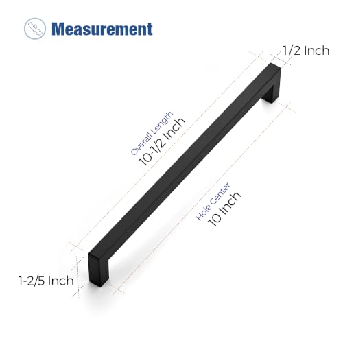 Image of Ravinte 30 Pack Kitchen Matte Black Cabinet Handles 10 Inch Hole Center Stainless Steel Square Cabinet Pulls for Dresser Drawer Cupboard Handles with Screwdriver