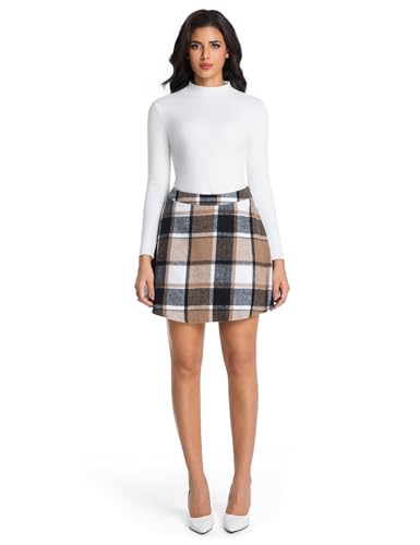 IDEALSANXUN Womens Plaid Mini Skirts Fall Winter High Waisted A Line Skirt4
