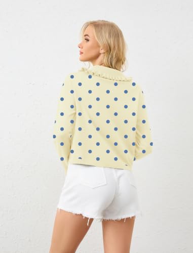 Image of HOCANDY Women Ruffle Collar Cardigan Sweater Preppy Cute Button Up Sweaters