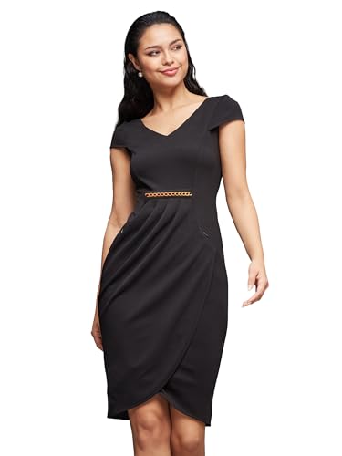 Image of Miss Chase Women's Sleeveless Collared Bodycon Above-Knee Polyester Dress