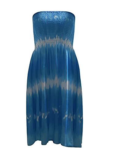 Image of Zyyfly Strapless Dress for Women Summer Beach Boho Smocked Tube Top Dress