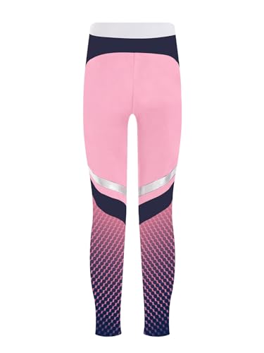Hansber Kids Girls Athletic Leggings High Waist Stretch Yoga Training Compression Pants Figure Ice Skating Tights4