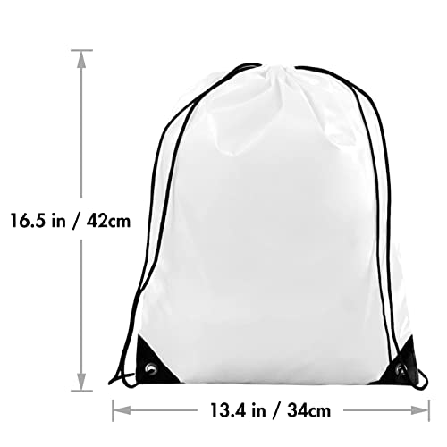 Image of IKAYAS 6 Pcs Drawstring Bags Bulk White Drawstring Backpack, String Backpack Cinch Sack Sport Gym Backpack Bags for Yoga Traviling Outdoor Sports