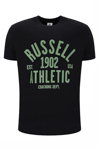 Russell Athletic Bryn S/S Crewneck   Camiseta de Manga Corta, Negro, S