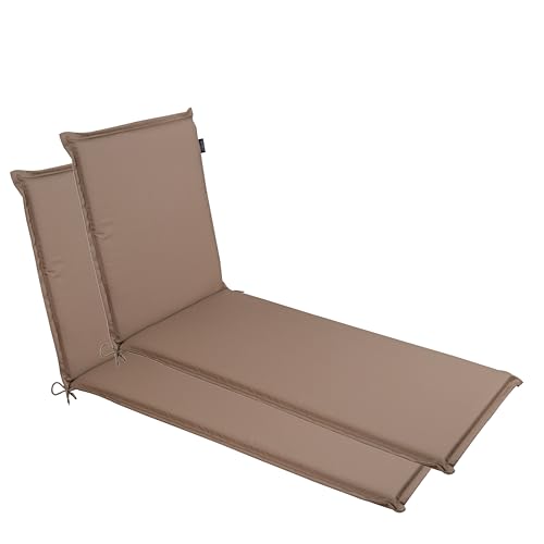 LILENO HOME Juego de 2 cojines para tumbona   Tumbona enrollable en marrón grisáceo   Tumbonas de jardín perfectas para la playa   Cojín acolchado para tumbona de jardín (188x60x5cm)