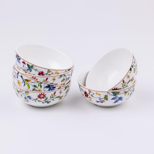 Image of GOLDEN QUEEN'S Bowl Set of 6 | Perfect for Rice, Dal, Curry, Snacks & More | Microwave Safe | 4 Inch Wide - Summer Floral Bowls