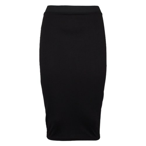 Falda lápiz a media pierna bodycon elástico de Candy Floss, talla 36 a 50 Negro negro 48