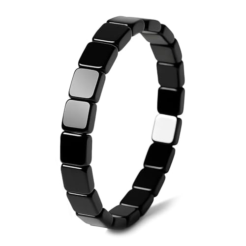 LuminaVerde Bracelet en hématite, Bracelet magnétique pour hommes obsidienne bijou en pierre d'énergie