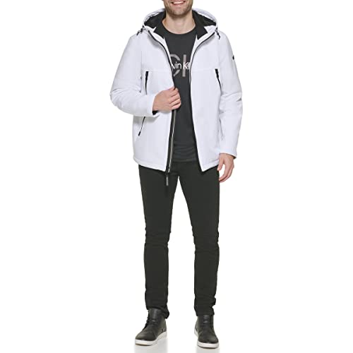 Calvin Klein Men's Sherpa Lined Hooded Soft Shell Jacket, White, X-Large #TOP5