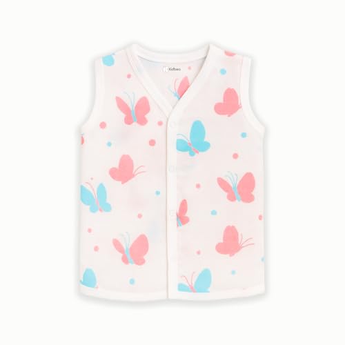 Image of Kidbea Newborn Baby Jhabla Muslin Cotton Clothes for Boys & Girls | Soft Breathable, Cute Printed Sleeveless Baby Wear with Button Closure