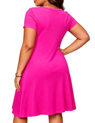 Image of Afibi Womens Short Sleeve Loose Pockets Dress Casual Swing T-Shirt Dresses