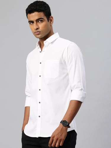 Image of Majestic Man Comfort Slim Fit Solid Pure Cotton Self Design Casual Shirt