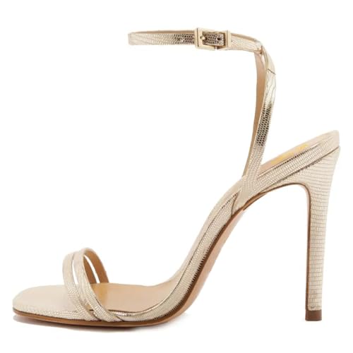 Women’s Ankle Strap Sandals Stiletto High Heels Open Round Toe Buckle Shoes Party Prom Evening Size 4-16 US2