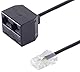 1aTTack.de 1x 0.1m - Western-Stecker 8/4 auf 2x Western-Buchse 8/4 RJ45 Stecker auf 2 RJ45 Buchsen 100 Ohm