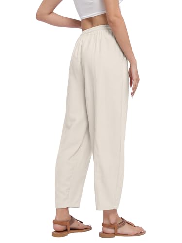 Women Summer Baggy Pants, Casual Loose Fit Ankle Length Trousers with Pockets for Vacation, Yoga, Streetwear3