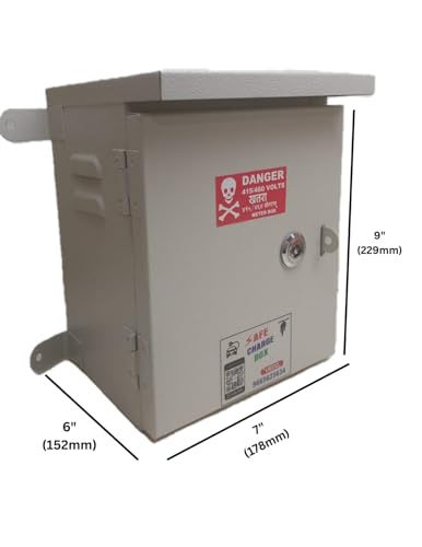 Image of Safe Charge Box for EV - Weatherproof Lockable Metal Enclosure with Pre-Installed MCB | Wall Mount Electrical Box for Home & Commercial EV Charging Setup | (7 inchx9 inchx6 inch)