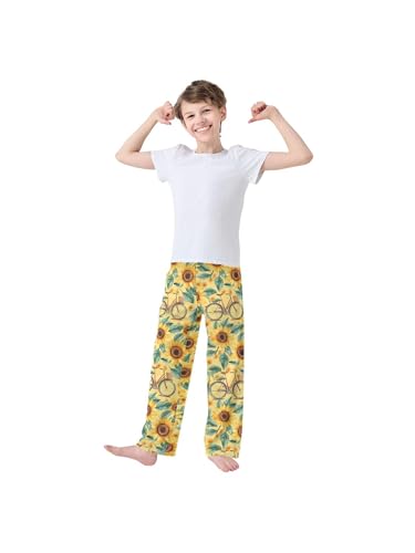 Watercolor Sunflowers and Bicycle Boys Pants for Kids Jogger Pants with Pockets S3