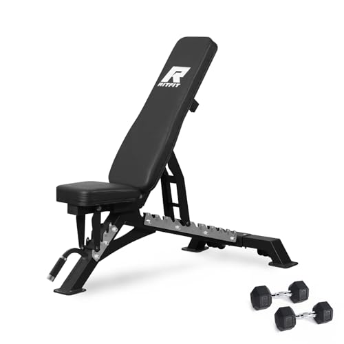 Image of RITFIT Adjustable Weight Bench, Incline Decline Flat, 1300LB Capacity