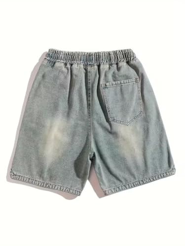 Image of GRECIILOOKS Denim Shorts for Men Stylish | Casual Knee Length Washed Jorts | Regular Fit Jeans Half Pant for Men with Distressed Design | Bermuda Mens Shorts for Summer Travel Streetwear