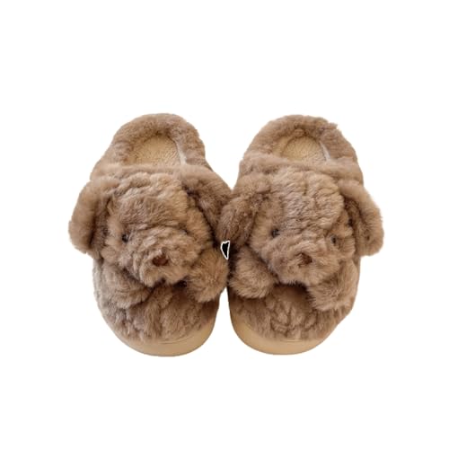 SLOKFV5 Zapatillas Pantuflas de oso con dibujos de animales for mujer y niña, cálidas y de invierno, de algodón con suela gruesa, for interior y exterior, peludas. Casa(37 EU)