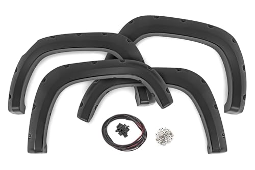 Rough Country Pocket Fender Flares for Chevy Colorado (2023-2026) - 1" Tire Coverage, 5.75" Height, Riveted Style, UV-Resistant ABS, Paintable Matte Black