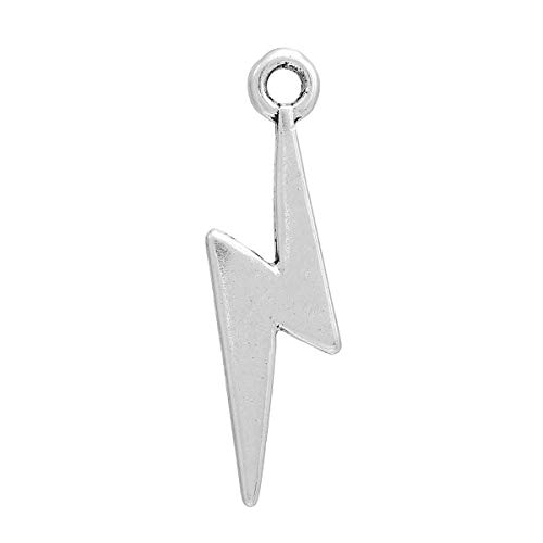 PEPPERLONELY 20pc Antiqued Silver Alloy Lightning Charms Pendants 29x10mm (1-1 8 x3 8 )