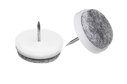 Metafranc Lot de 8 patins en feutre - Diamètre : 20 mm - Avec clou - Blanc - Protection efficace de vos meubles et chaises, meubles - Pour sols délicats - 644016 Cover
