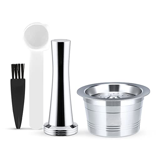 RECAFIMIL Mehrweg-Kaffeepads, nachfüllbare Edelstahl-Kaffeekapseln mit Tamper, kompatibel mit K FEE, Tchibo Cafissimo und Caffitaly Maschinen