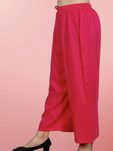 Image of Women's Solid Rayon Palazzo Pants Regular Palazo