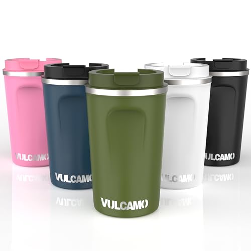 Termo Cafe 380ml/13oz -Taza Termica Sin BPA Vaso Termico Acero Inoxidable Taza Cafe Llevar Antigoteo Vaso Termo Cafe Para Llevar Taza Cafe o Taza Te Frio o Caliente Taza Termo Cafe Travel Mug (Verde)