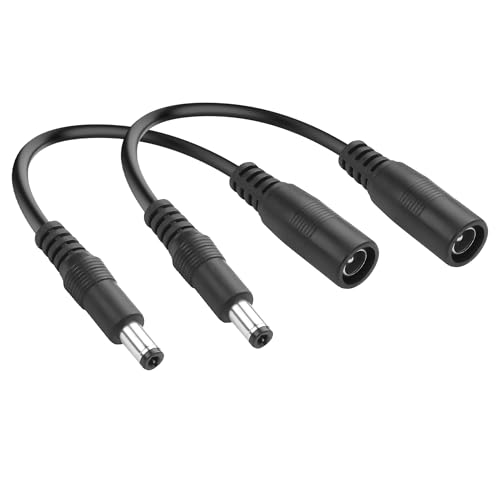 JSADZKJ DC5.5x2.1mm to DC5.5x2.5mm Power Cable,5521 Female to 5525 Male Adapter Extension Cable, 24V DC Power Cable Surveillance Camera Cables for LED Lighting,Monitor,DVR-15CM(DC5525)