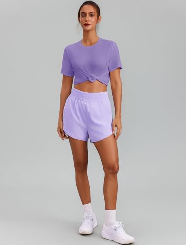 Image of PINSPARK Workout Tops for Women Short Sleeve Athletic Shirts UPF 50+ Quick Dry Running Outfits for Exercise Gym Hiking S-3XL
