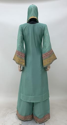 Image of Miss Ethnik Women's Yellow Color Chinon Embroidered Kurta Palazzo Set With Embroidered Dupatta (ME-1140-Yellow)