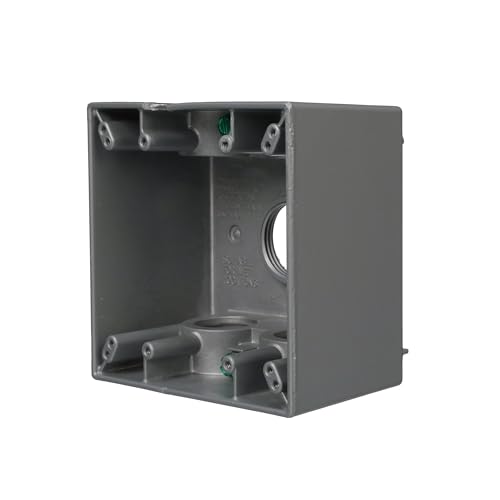 2-Gang Weatherproof Deep Box, Five 1 in. Threaded Outlets, Gray (5389-0)
