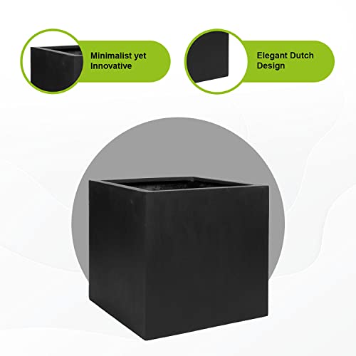 Black Square Planter Box Indoor & Outdoor - Elegant Cube Shaped Flower Tree Pot - Inner Dimensions 20”H X 20”W X 20”L #TOP3