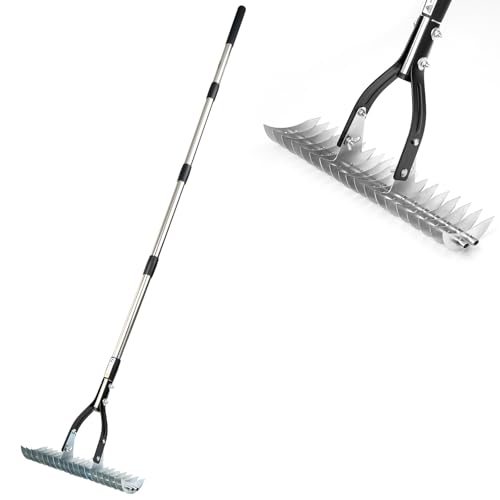 Thatch Rake Heavy-Duty Lawn Rake with Steel Tines & Sturdy Handle | Removes Dead Grass Moss & Debris | Durable Garden Tool for Lawn Care