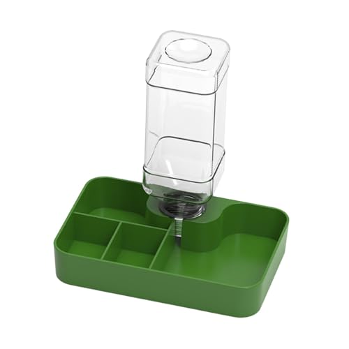 Fzaqwen 爬虫類用給水器、自動給水器、多機能、両生類用アクセサリー、給水ボウル、アゴヒゲトカゲ用給水ボウル, 緑大