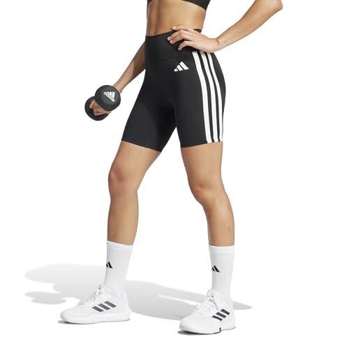 adidas Womens Optime Essentials 3-Stripes Training Short Leggings Black/White Small/7