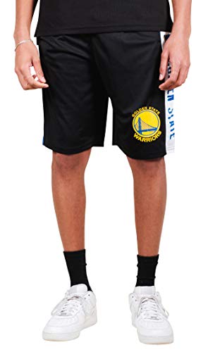 Ultra Game Men's NBA Mesh Basketball Shorts, Golden State Warriors, Black, Small