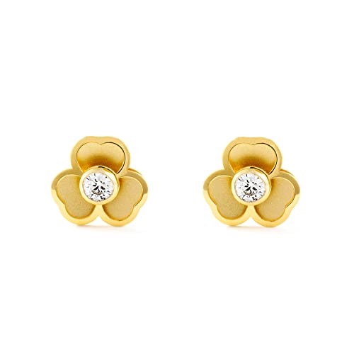 Orecchini per bambini trifoglio - oro giallo 18K