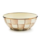 MACKENZIE-CHILDS Enamel Everyday Bowl, Serving Bowl for Entertaining, Extra Small, Brown-and-White Mocha Check