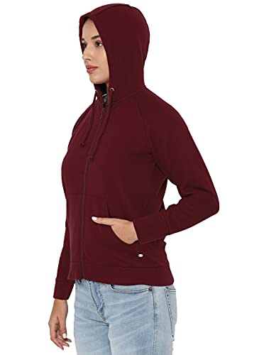 Image of Allen Solly Women's Synthetic Hooded Neck Sweatshirt | Long Seelves Regular Fit Zipper