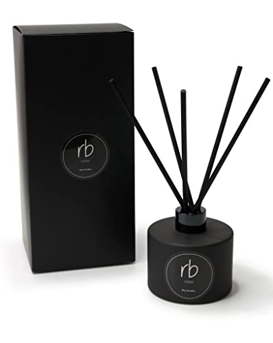 rosbas Reed Diffuser Set, Palo Santo Scented, Matte Black Glass Bottle, Gift Boxed, 6 Fl Oz, Long Lasting Stick Room Freshener, Fragrance Diffuser for Home, Handmade in The USA