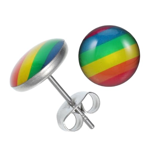Holibanna Edelstahl Regenbogen Stolz Ohrstecker Lgbt Ohrring Homosexuell Lesben Stolz Schmuck für Lesben Homosexuell Frau Mann
