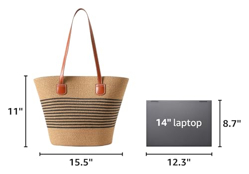 Image of Straw Bags For Women | Travel Straw Totes Bag, Summer Woven Shoulder Bag Handbag