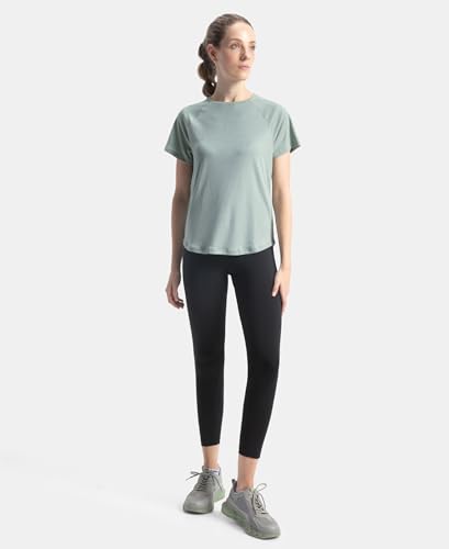 Image of Jockey Women's MW73 Polyester Fabric Relaxed Fit Half Sleeve Breathable Mesh Active Wear T-Shirt